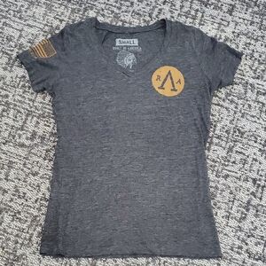 Charcoal V-Neck Tee with Gold Accents "Owned By No Man: